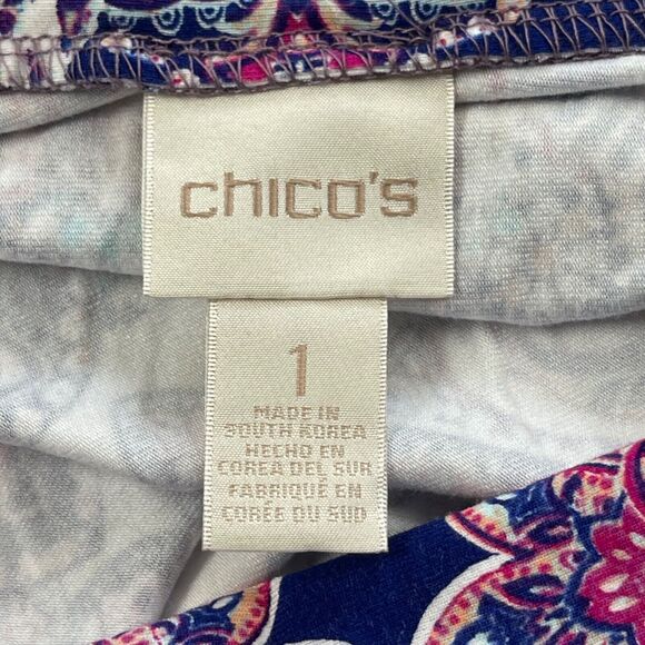 Chico's Skirt Womens 1 Multi-color Tiled Geo Handkerchief Hem Pull-on Casual - Picture 10 of 13